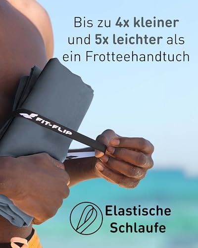 Fit-Flip Microfaser Handtücher - kompakt und leicht – für Reisen, Sport und Strand - Mikrofaser Handtuch schnelltrocknend – als Sauna und Badetuch groß (1x 100x50cm, Cool Grey)
