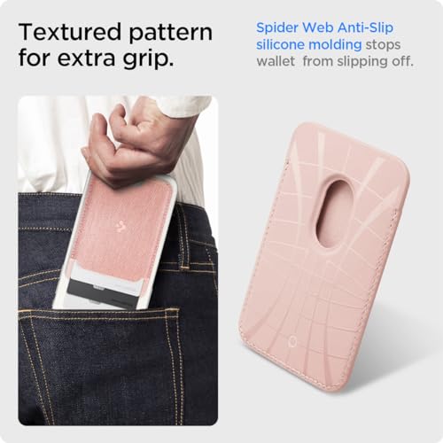 Image of Spigen for MagSafe Wallet, Holds 3 Cards, MagFit Compatible with iPhone 17 /16 /15 /14 /13 /12 Models, Pixel 10 Series, MagSafe-Cases, Pixelsnap, Plaud Note & More, Card Holder - Fabric Rose Gold (3-Cards)