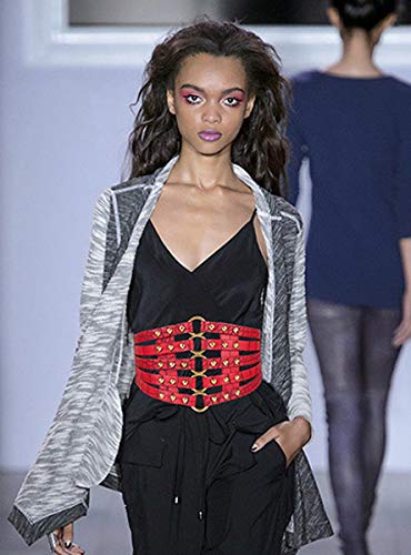 Women's Leather Wide Waist Belt Hollow Out Elastic Stretch Cinch Waistband2