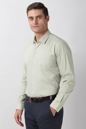 Image of Peter England Men's Printed Formal Shirt - 100% Cotton, Full Sleeves
