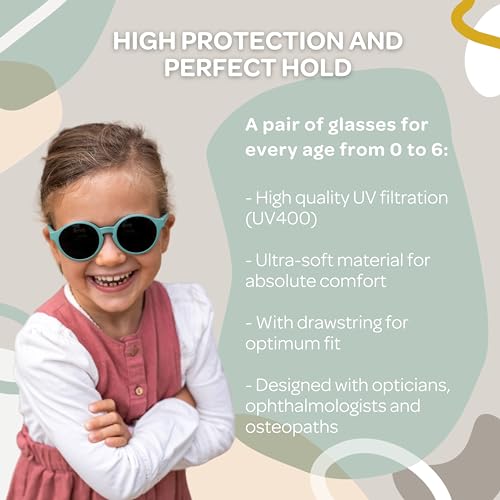 Image of BEABA, Baby Sunglasses 0-9 Months, 100% UV Protection - CAT 4, Side Protection, Optimal Comfort, Adjustable Elastic Headband, Pastel Yellow, 1 Unite (Lot de 1)