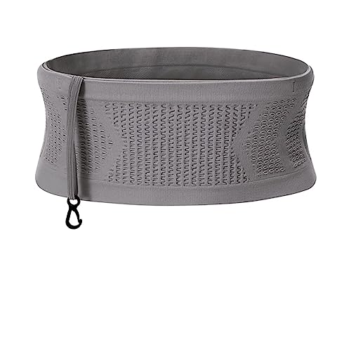 TERRIFI Running Belt Running Fanny Pack for Phone Moisture Wicking Storage Belt Bag for Walking Travel Sports Hiking Workout Women Men 4 Large Security Pockets Grey M Size