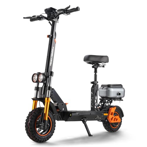 TWOFISH Monopattino Elettrico Adulto, Batteria 48V 18Ah Autonomia 55km Pneumatici All Terrain 11/10 Pollici Pieghevole, 3 Modalità Di Velocità LCD Display Carico 120 kg, V5 MAX