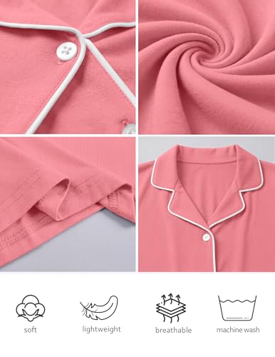 Image of ZMJ Womens Pajamas Sets 2 Piece Button Up Pj Sets Short Sleeve with Long Pant