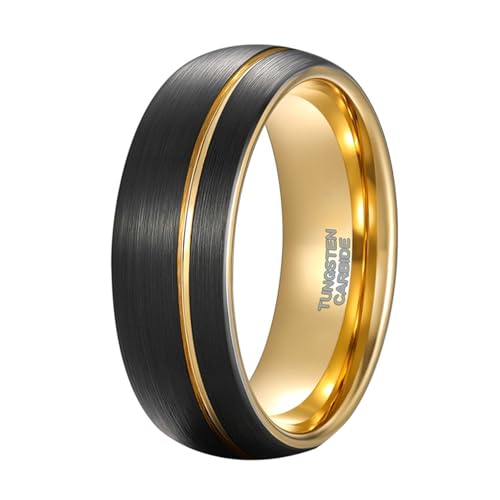 Bague de mariage homme femme en tungstène or noir, un cadeau d'anniversaire unique