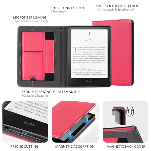 Image of CoBak Stand Case for 7 inch Kindle Paperwhite 12th Gen 2024 and Kindle Colorsoft with Hand Strap - Compatible with iPhone MagSafe, for Samsung /Belkin /Anker Wireless Charging Pads, Durable, Auto Sleep Wake