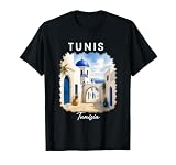 Design inspiré de la Tunisie pour les amoureux du pays, avec une ambiance voyage et fierté culturelle d’Afrique du Nord.Illustration mettant en valeur Sidi Bou Saïd, ses rues emblématiques, son architecture blanche et bleue et son esthétique méditerranéen