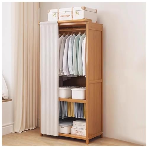 aoiuaoeniu Armario Madera, Armario para Dormitorio con Cortina y Estantes, Barra, Gran Capacidad Madera Armario Ropero : 52/70/85x43x160CM