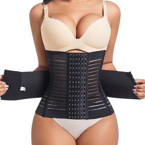 KOEMCY Gaine Ventre Plat Femme Amincissante Serres Taille Body Sculptant Réglable Minceur Ceinture de Sudation Formateur Post Accouchement (Noir/L)
