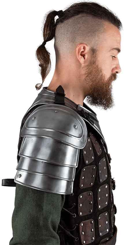Steel Adam Spaulders Medieval Crusader Pauldron Armor Costume Fantasy LARP Armour Knight Shoulder Guard Halloween Reenactment Cosplay Party Silver