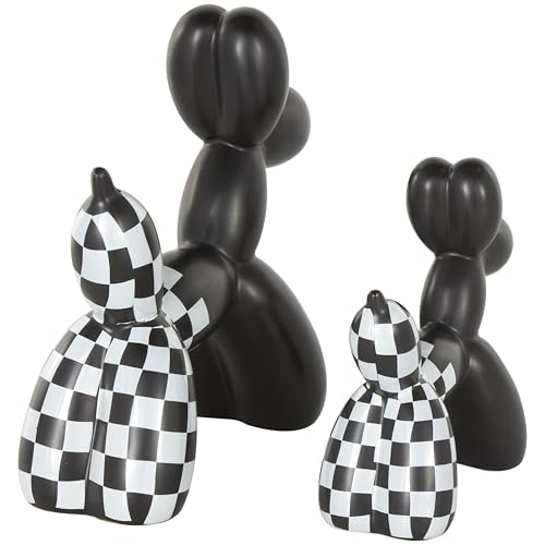 Escultura decorativa perro cerámica negro set 2 miniatura 3
