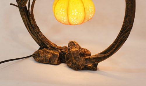 Mulberry Rice Paper Ball Handmade Flower Bud Design Art Nouveau Shade Yellow Round Globe Lantern Brown Asian Oriental Decorative Bedside Floral Accent Unusual Table Lamp