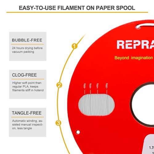 Image of Reprapper Whie TPU Filament, 95A Shore Hardness 1kg TPU 1.75mm 3D Printer Filament, Good Layer Bonding Performance Flexible & Soft Filament for 3D Printer (± 0.03mm) 2.2lb, White