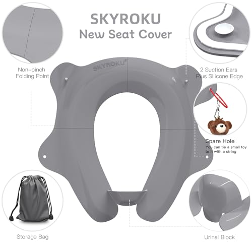 Skyroku Foldable & Portable Potty Seat Cover, Skyroku Travel-Friendly Potty Seat For Boys & Girls, Non-Slip With Splash Guard & 2 Suction Cups thumb #1