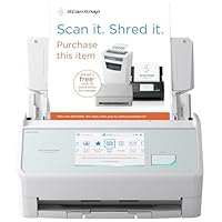 ScanSnap iX2500 Weiß – Ultraschneller Duplex-Scanner mit 45 S./Min., 100-Blatt-ADF, 600 DPI, 5″ Touchscreen, WLAN/Bluetooth/USB-Konnektivität