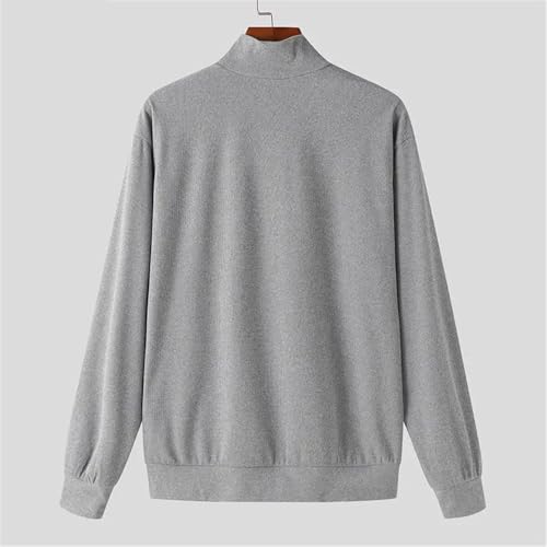 2024 Men's Fashion Large Size Solid Color Turtleneck Casual Warm Pullover Sweater3