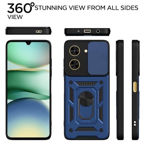 Image of Luxe Back Cover for Redmi A5 / Poco C71 | D10 Tough Armor Case | Sliding Camera Shield | 360 Protection | Kickstand Ring Holder | Military-Grade Shockproof Bumper Case