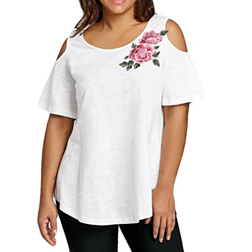 Camiseta Sexy Mujer, Xinantime Camisetas Mujer Verano Elegante Blusa Mujer Manga Corta Algodón Camisetas Mujer Fiesta Camisetas Sin Hombros Mujer Camisetas Mujer Tallas Grandes (XXXXXL, Blanco)