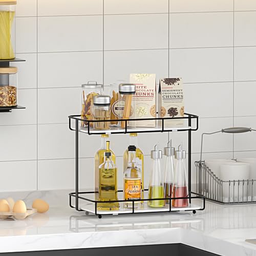 Image of Bathroom Organizer Countertop Perfume Organizer Makeup Organizer Cosmetics Storage Display Rack Vanity Tray Dresser Stainless Steel Gold Shelf White Marble Ceramic Tray