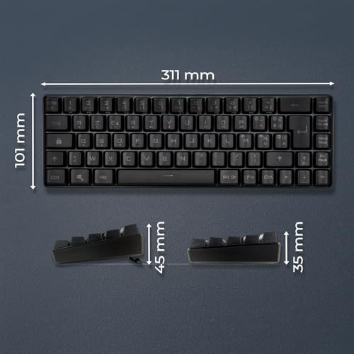 K508 Clavier Gaming Sans Fil Compact TKL 65% (AZERTY FR) - via 2.4G/ Type-C - Compatible Console de Jeu/PC/Mac - RGB - 68 Touches - 23 Touches Anti-Ghosting - Noir - Tastiera gaming - Immagine 4