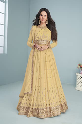 ZUVAANYA Ready To Wear Indian/Pakistani Party Wear Women's Embroidery Faux Georgette Anarkali Floral Gown For Women3