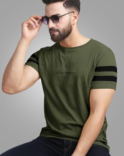 Image of Noble Monk Men Regular Fit T-Shirt | Round Neck | Half Sleeve | Self Design | Casual T Shirt for Men
