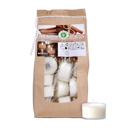 Wenzel scented tea lights — 18 long burning tealight candles — 7 hours natural wax — aluminum-free — plum berries scence — home decorations, new home gifts, outdoor, garden & more