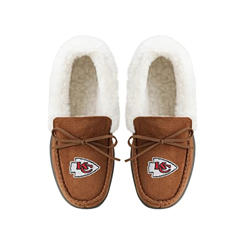Image of FOCO Womens NFL Team Logo Tan Moccasin Slippers