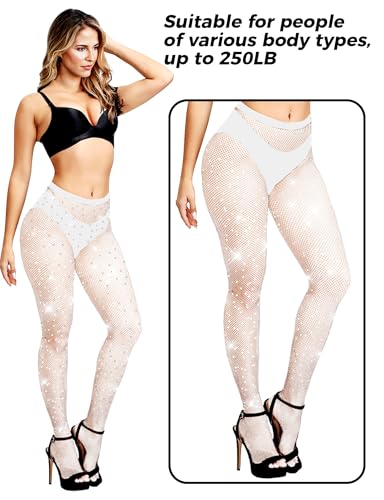 Image of Buauty 2 Pack Sparkly Fishnet Stockings For Women,Rhinestone Fishnets Tights High Waist,Party Sexy Rhinestone Mesh Pantyhose