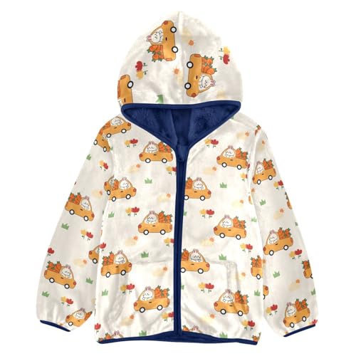 Rabbit Drive Truck Carrot Girls Fleece Jacket Girls Fall Jacket Girls Zip Up Hoodie Girls Sherpa Jacket 2-10T