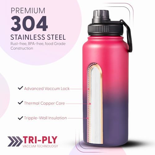 Image of DOCAT Water Bottle 1 Litre, Stainless Steel Sipper Water Bottle, Leak Proof Lid, Rust Proof, 24 Hours Hot and Cold Thermosteel Vacuum Insulated Water Bottle