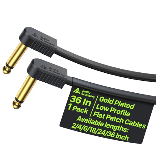 Image of AA AUDIO ACCESSORY Kevlar Reinforced Guitar Patch Cables 36 Inch, Built-to-Last, Noise-Free Quad-Layer Shielded, Gold-Plated Flat Ribbon Guitar Pedal Cables 3ft for BOSS MXR EBS Behringer Pedal
