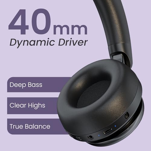 Image of Portronics Muffs M7 Over Ear Headphone with USB-A & Type C 2.4Ghz Receiver, Detachable Boom Mic, Upto 50 Hours Playtime, Deep Bass, Bluetooth V5.4, 40mm Dynamics Driver, Type C Fast Charging(Black)