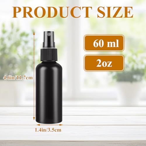 60 Pack 2oz Plastic Spray Bottles Small Empty Fine Mist Spray Bottle Black Bottles for Essential Oils, Bath, Beauty, Hair & Cleaning, Small SprayBottles for Travel, With 5 Funnels2