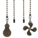 Ymapinc 2pcs Ceiling Fan Pull Chain Ornaments, 13inch Bronze Fan Cord Decorative Extension Ceiling Light with Pull Chain, Light Bulb Extender
