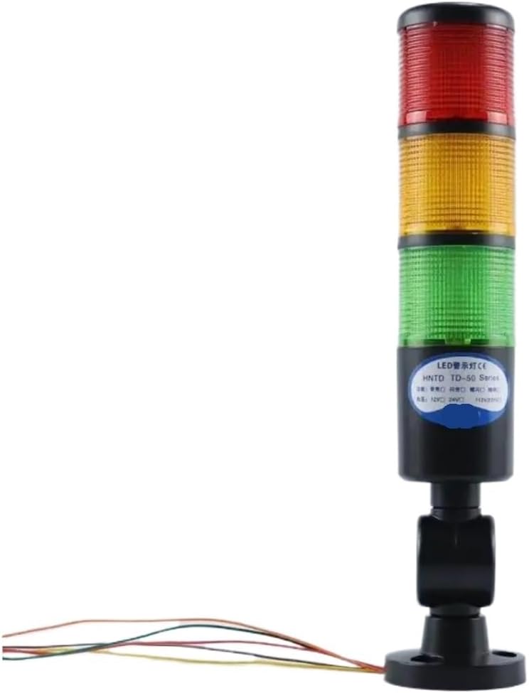 24V Industrial LED Signal Tower Light, Foldable Multilayer Safety Stack Alarm Lamp with Buzzer, Warning Indicator for CNC Machines(3 Stack no Buzzer)