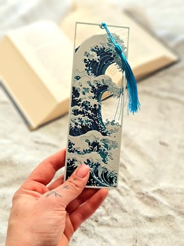Image of Set of 3 Premium Bookmarks | Great Wave Hokusai Art Inspired, Anime Inspired & Koi Fish | Elegant Frame with Tassel | Perfect Gift for Readers & Collectors | Eco-Friendly Bioplastic (Combo Set of 3)