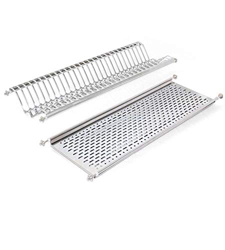 EMUCA Escurridor de Platos y Vasos para Muebles de Cocina de 80 cm de ancho, anchura interior módulo 735-770 mm, Acero Inoxidable