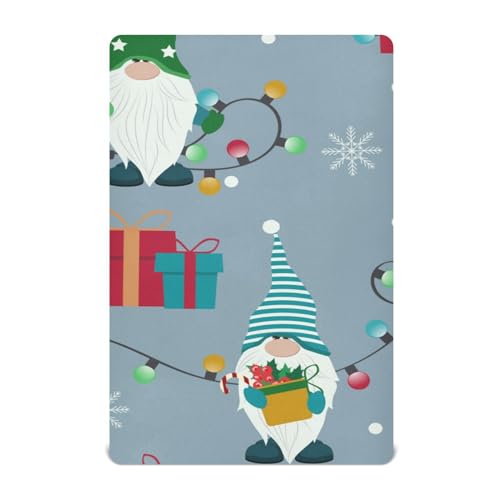Moudou Christmas Gnome Playard Sheet for Boy Girls, Soft Breathable Fitted Toddler Sheet for Standard Playard Bed Mattress, 39 x 27 x 5 Inch