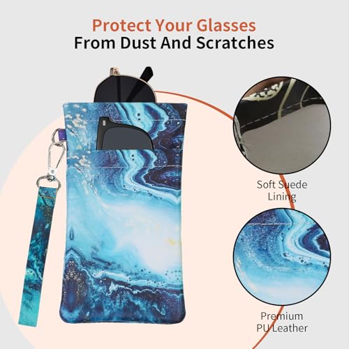 Image of Double Eyeglass Case Soft Dual Glasses Case for Women Men Travel Squeeze Top Sunglasses Cases Eyeglasses Pouch