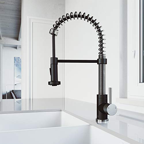 Vigo Vg02001Stmb 19" H Edison Single-Handle With Pull-Down Sprayer Kitchen Faucet In Stainless Steel/Matte Black #TOP1