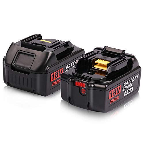 Enegitech 18V 4.0Ah Rechargeable Battery Lithium-ion 2 Pack ETB1840B with LED Indicator Cordless Power Tool Batteries, Repalce for Makita 18Volt LXT BL1840B BL1850B BL1830B