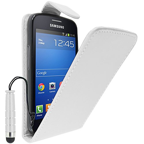 ebestStar - Coque Compatible avec Samsung Galaxy Trend 2 Lite SM-G318H, Galaxy V Plus Etui Housse PU Cuir Rabat Flip + Mini Stylet, Blanc [Appareil: 121.4 x...