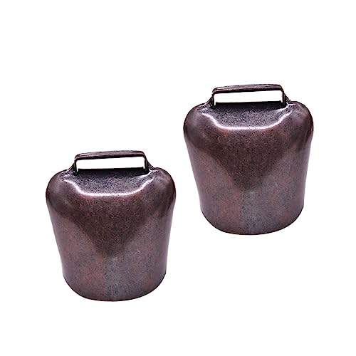 jojofuny Campanelle da Appendere per Animali Domestici in Ferro Spesse, Set da 2 Pezzi, Campanelli per Pecore e Cavalli Colore Bronzo Rosso, Accessori per Allevamento Suono Nitido e Portatile