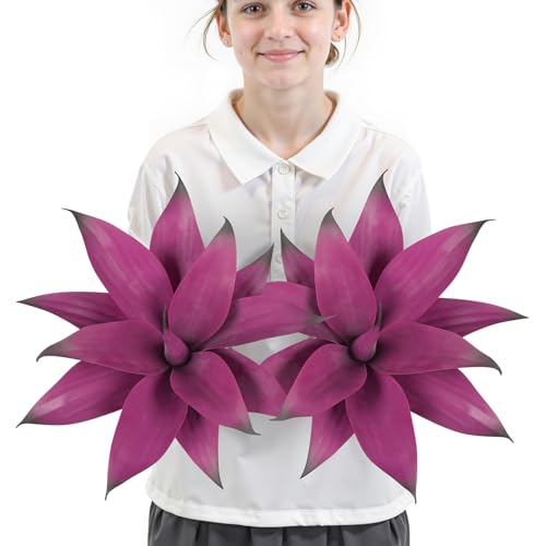 Image of Velener 14 Inch Artificial Agave Plants, UV Resistant Fake Outdoor Plants, Small Faux Plants for Indoor Decor(Purple)-2 Pack