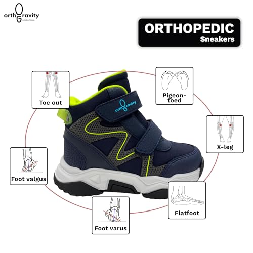 Orthopedic Comfort Kids High Top Sneakers, Wide Opening, Removable Inserts4