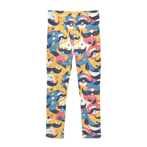 KLL Art Decor Mustache Pattern Retro Happy Fathers Day Girls Athletic Leggings Stretchy Full Length Activewear Running2