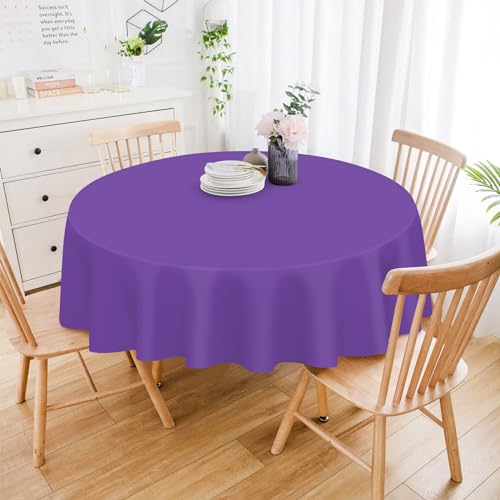 Image of Mulbozy 12 Pack Dark Purple Round Tablecloth, 84 Inches Plastic Table Cover, Premium Disposable Round Party Tablecloth for Restaurant Dinners, Wedding, Grad Party, BBQ, Outdoor Camping