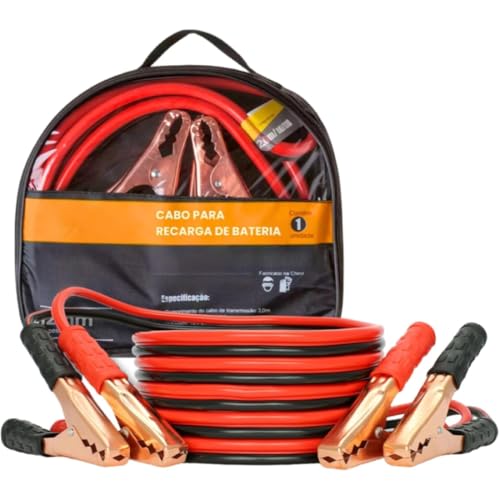 Cabo de Bateria 10mm Chupeta Automotivo 800 Amperes Cabo de 2,5 Metros Com Garras Em Aço Cobreado Fio com Bolsa de Transporte transferência de energia Carro Moto e Caminhão