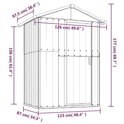 ZEYUAN Capanno da Giardino Verde 126x97,5x177 cm Acciaio Zincato,Capannone da Giardino,Casetta da Giardino,Casetta Attrezzi Giardino(SPU:316233)